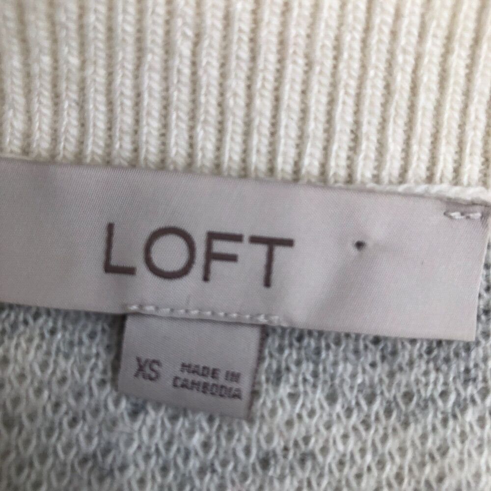 Ann Taylor Loft‎ Gray White Wool Blend Zebra Striped Cozy Soft Tunic Sweater XS - Picture 7 of 12